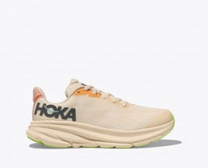 Kids' HOKA Clifton 9 Running Shoes Beige | ZRQVO4791