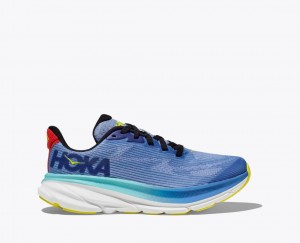 Kids' HOKA Clifton 9 Running Shoes Blue / Dark Blue | ZPUQE8943