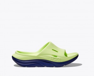 Kids' HOKA Ora Recovery 3 Slides Green / Navy | NVBEI3940