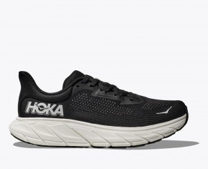 Men's HOKA Arahi 7 Running Shoes Black / White | BWVYD2639