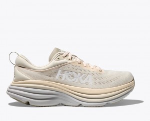 Men's HOKA Bondi 8 Running Shoes Beige / Grey | SRICN0721