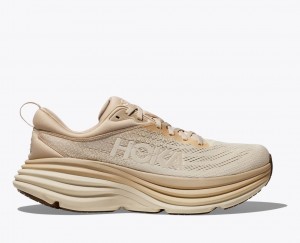 Men's HOKA Bondi 8 Running Shoes Beige | OIBZV1364