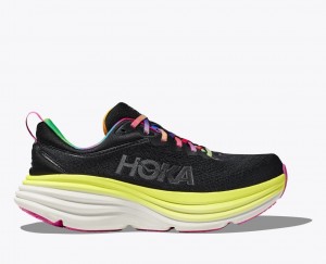 Men's HOKA Bondi 8 Running Shoes Black / Multicolor | MZVEX2965