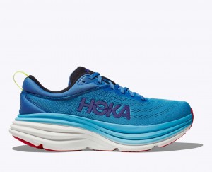 Men's HOKA Bondi 8 Running Shoes Blue | HGJBT1754