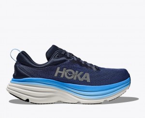 Men's HOKA Bondi 8 Running Shoes Dark Blue / Blue | SMHJK0463