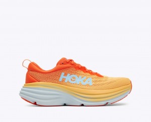 Men's HOKA Bondi 8 Running Shoes Orange / Red | DHEJV5934