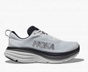 Men's HOKA Bondi 8 Running Shoes White / Black | NGABE5109