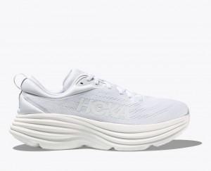 Men's HOKA Bondi 8 Running Shoes White | ZHRSO2093