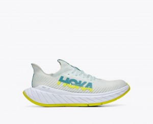 Men's HOKA Carbon X 3 Running Shoes White / Green | QKIAX2134