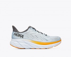 Men's HOKA Clifton 8 Running Shoes Light Blue / Orange | OFKVN9074