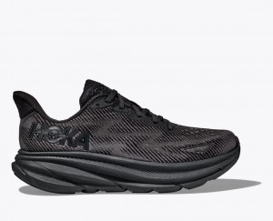 Men's HOKA Clifton 9 Running Shoes Black | VXYAH7249