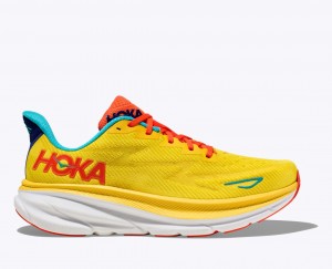 Men's HOKA Clifton 9 Running Shoes Yellow | VPDQW7912