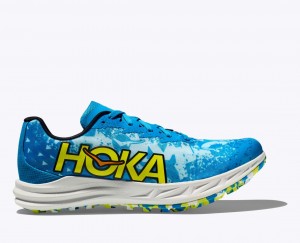 Men's HOKA Crescendo XC Spikeless Track Spikes Blue / Green | RVINB9305