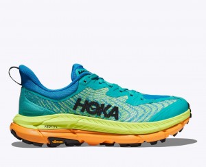 Men's HOKA Mafate Speed 4 Trail Running Shoes Turquoise / Green / Orange | GLYNM7248