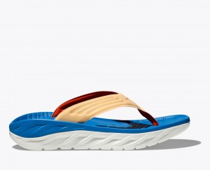 Men's HOKA ORA Recovery Flip Flops Blue / Beige | UNOAJ7504