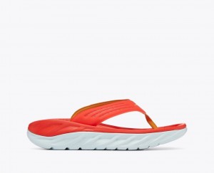 Men's HOKA ORA Recovery Flip Flops Dark Coral | UBHCO1725