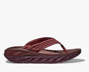 Men's HOKA ORA Recovery Flip Flops Dark Red | LMSDJ1345