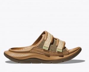 Men's HOKA Ora Luxe Slide Brown | FLEUT0271