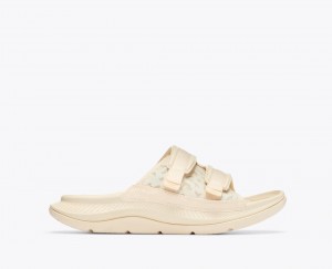 Men's HOKA Ora Luxe Slide Cream | VKQCL5912