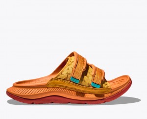 Men's HOKA Ora Luxe Slide Dark Orange | QJVFR9465