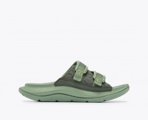 Men's HOKA Ora Luxe Slide Green | QEODR5471