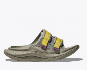 Men's HOKA Ora Luxe Slide Khaki / Yellow | UJOSW0375