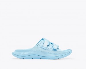 Men's HOKA Ora Luxe Slide Light Blue | PGWBN5870