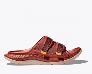 Men's HOKA Ora Luxe Slide Red Brown | XQVWG5613