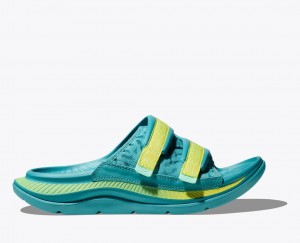 Men's HOKA Ora Luxe Slide Turquoise | GWUJM0541