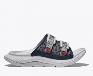 Men's HOKA Ora Luxe Slide White / Grey | UKQYC2534