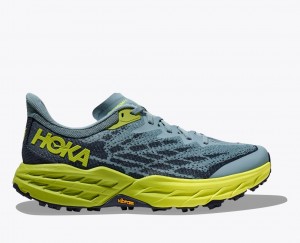 Men's HOKA Speedgoat 5 Trail Running Shoes Blue / Green / Black | PTGCJ4983