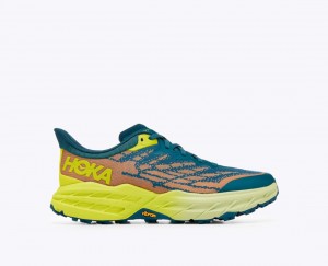 Men's HOKA Speedgoat 5 Trail Running Shoes Dark Green / Orange | ZYRTS5901