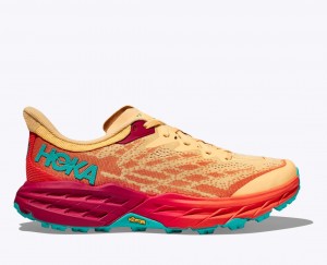 Men's HOKA Speedgoat 5 Trail Running Shoes Light Orange / Red | KVFCQ1893