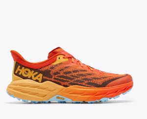 Men's HOKA Speedgoat 5 Trail Running Shoes Orange / Dark Brown | HRGZP3590