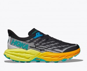 Men's HOKA Speedgoat 5 Trail Running Shoes Black / Grey / Orange | TSPOU7059