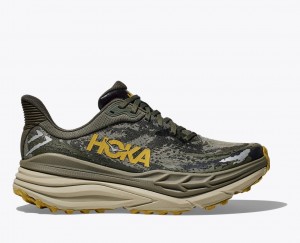 Men's HOKA Stinson 7 Trail Running Shoes Olive / Black | ATYKP4958