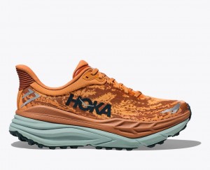 Men's HOKA Stinson 7 Trail Running Shoes Orange / Brown | LMUWZ4089