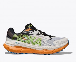 Men's HOKA Tecton X 2 Trail Running Shoes White / Black / Green | GXYSI5326