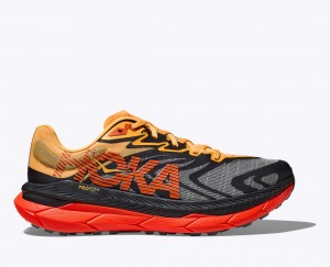 Men's HOKA Tecton X 2 Trail Running Shoes Black / Orange / Red | ETPDR6507