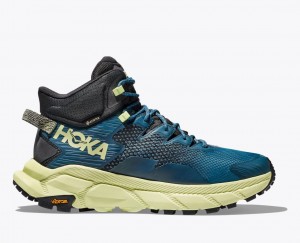 Men's HOKA Trail Code GTX Hiking Boots Blue / Black / Light Green | OEUGI4965