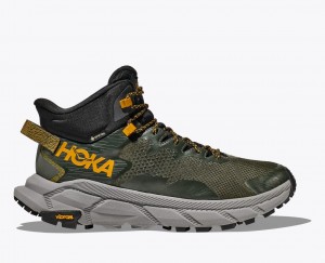 Men's HOKA Trail Code GTX Hiking Boots Dark Green | NTLCG6892