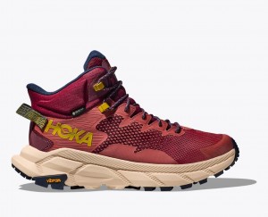 Men's HOKA Trail Code GTX Hiking Boots Red Brown | ICTHA2689