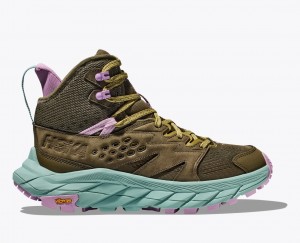 Women's HOKA Anacapa Breeze Mid Hiking Boots Dark Olive | TAMJS6327