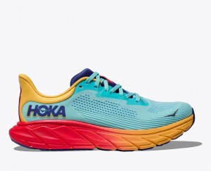 Women's HOKA Arahi 7 Running Shoes Turquoise / Orange | RSLUO1543