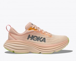 Women's HOKA Bondi 8 Running Shoes Beige | CWTLK2196