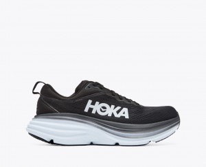 Women's HOKA Bondi 8 Running Shoes Black / White | YBUGJ0432