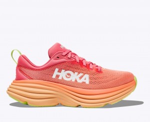 Women's HOKA Bondi 8 Running Shoes Coral | HBTFN3915