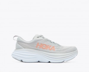 Women's HOKA Bondi 8 Running Shoes Grey | PXSRH6048