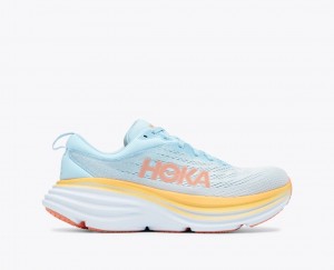 Women's HOKA Bondi 8 Running Shoes Light Blue | NUZRT1257