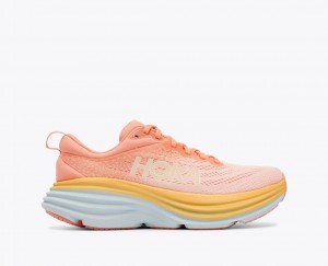 Women's HOKA Bondi 8 Running Shoes Light Coral | SQFEC3057